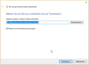 Verzeichnis zum entpacken wählen.