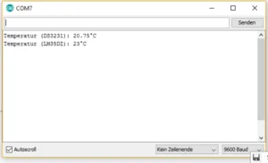 Ausgabe der Temperatur auf dem Seriellen Monitor