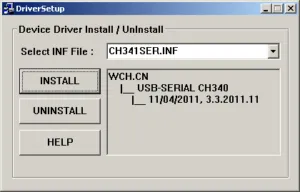 Installationdialog für den Treiber CH341SER