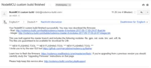 E-Mail Benachrichtigung über die Fertigstellung des Buildsvogangs.