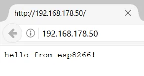 NodeMCU Beispiel HelloServer, Ausgabe im Browser