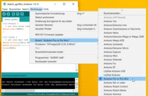 Arduino IDE auswahl des Boards