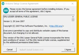 Arduino IDE Installieren Schritt1 akzeptieren der Lizenzbedingungen