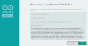 Arduino WEB Editor Lizenz akzeptieren.