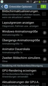 EntwicklerOptionen Android Espresso Einstellungen