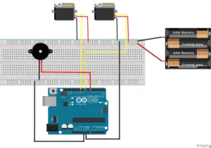 Aufbau der Schaltung mit dem Steckbrett.