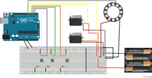 Aufbau der Schaltung auf dem Steckbrett.