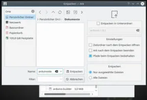 Dialog zum auswählen des Zielverzeichnisses