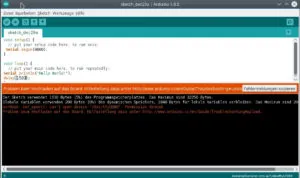 Fehlermeldung beim Upload eines Sketches aufgrund fehlender Berechtigungen.