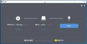 Programm Etcher zum schreiben eines Betriebssystems auf die SD Karte.