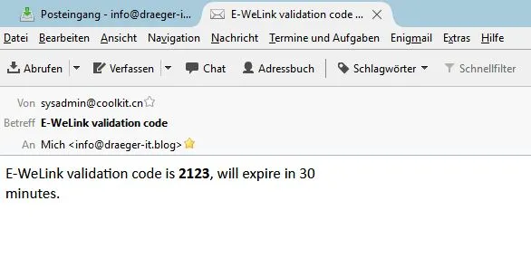 prüfen im Mail Client auf den Code