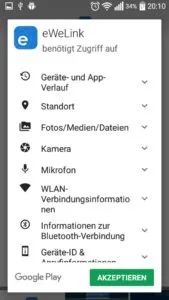 EWelink - Berechtigungen