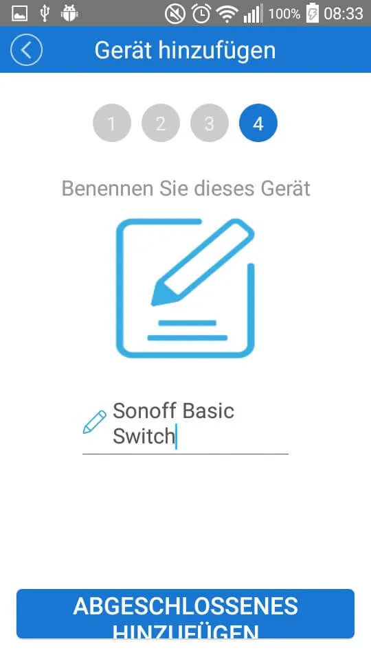 Geräte Bezeichnung eingeben.