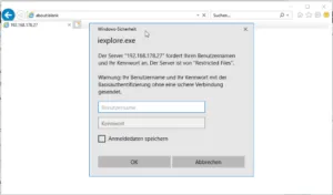Anmelden an phpmyadmin im Internet Explorer