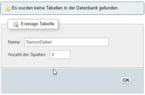 Erzeugen einer Tabelle über phpMyAdmin
