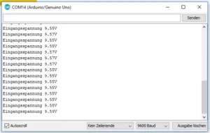 Spannungssensor Ausgabe auf dem seriellen Monitor der Arduino IDE