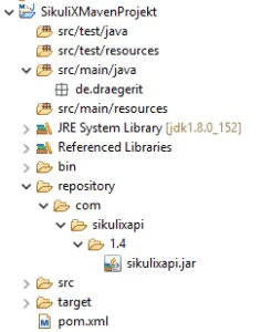 Ordnerstruktur - Ablage der lokalen JAR Datei für Apache Maven