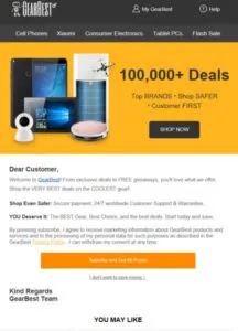 Aktivierungsmail von Gearbest