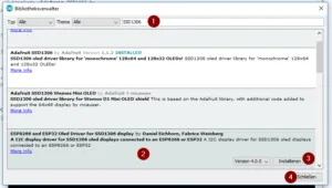 Boardverwalter, installieren der SSD1306 Bibliothek für das OLED Display