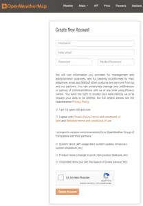 OpenWeatherMap - erstellen eines Accounts