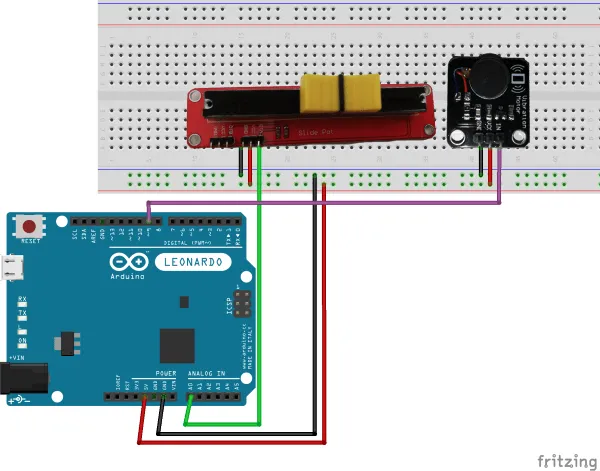 Schaltung -Vibrationsmotor Modul und Schiebepoti am Arduino Leonardo