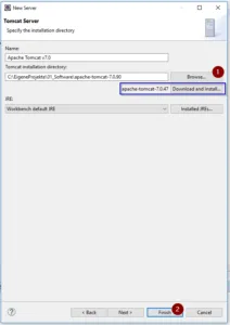 Eclipse - Tomcat Server installation wählen