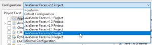 Auswahl der Konfiguration für ein JSF 2.2 Projekt