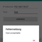 Fehlermeldung beim aufbau einer Verbindung zu einem Gerät