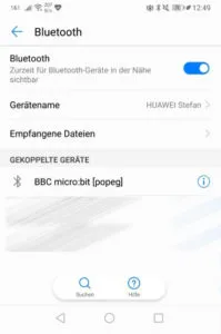 micro:bit als Bluetoothgerät verbunden