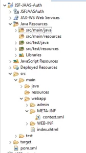 Projektstruktur - JSF JAAS Authentifizierung