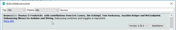 Arduino IDE - Bounce2 Bibliothek