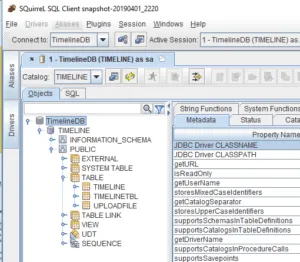 SQuirreL - Struktur der Datenbank Timeline
