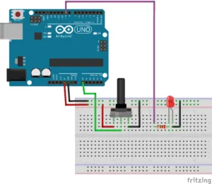 Schaltung: Drehpotentiometer am Arduino UNO