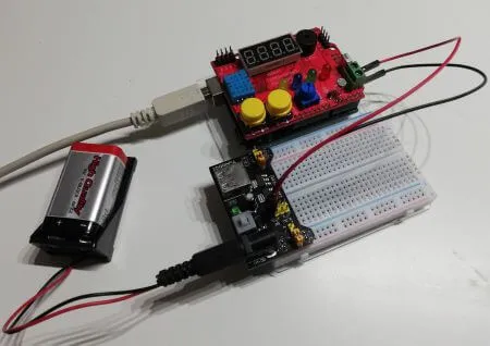 Aufbau Spannungssensor am Rich Shield von Open-Smart