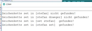 Ausgabe der Prüfung auf das Vorkommen der Zeichenkette 