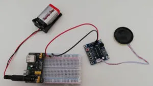 Aufbau der einfachen Schaltung mit dem VoiceRecorder Modul ISD1820