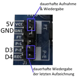 Jumper & Pins am VoiceRecorder ISD1820