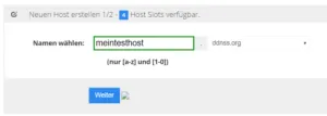 DDNSS - Neuen Host erstellen, Namen vergeben