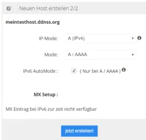 DDNSS - neuen Host erstellen, IP Mode einstellen