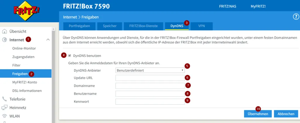 Fritzbox - Einrichten des Services DDNSS.de