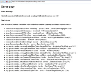 Fehlerseite mit StackTrace