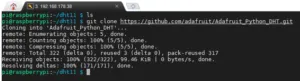 Raspberry PI - herunterladen der Sourcen der Adafruit DHT Bibliothek mit
