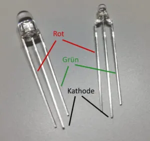 Pinbelegung einer Dual Color LED (rot & grün)