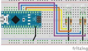 Aufbau der Schaltung - Dual Color LED am Arduino Nano