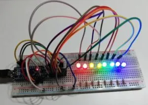 alle LEDs am Schieberegister 74HC595 aktiviert