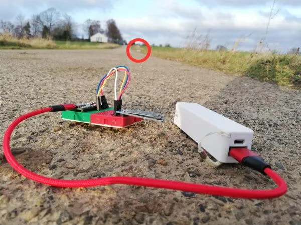 Test der Reichweite des RF-Nano in offenem Gelände