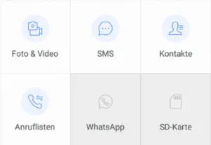 aktive Kacheln auf der Startseite der Android App
