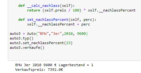 Python3 - private Variablen und Methoden