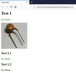 Beispielseite im Browser