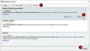 Installieren der Adafruit AM2320 Bibliothek